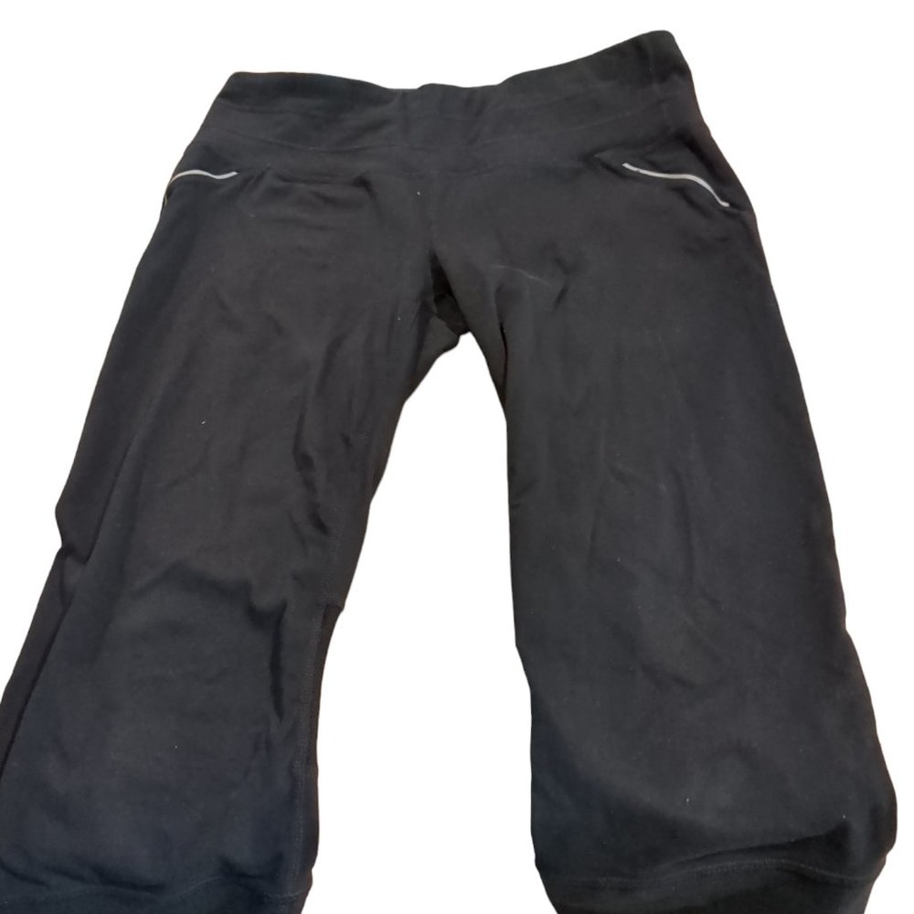Athleta Black Capri Leggings with Reflective Trim